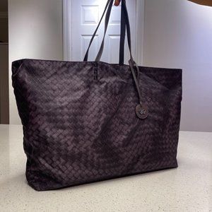 Bottega Veneta Blue Nylon Intrecciolusion Tote Bag